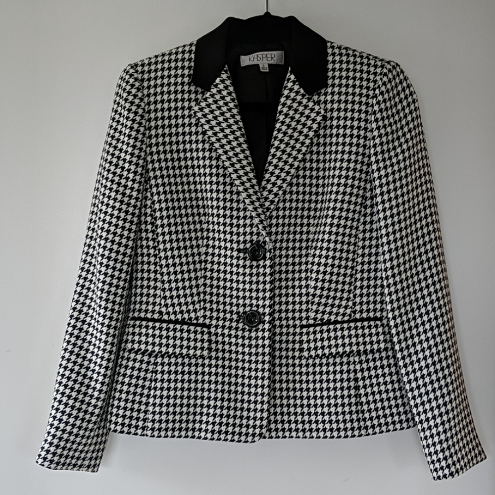 Kasper suit jacket blazer houndstooth